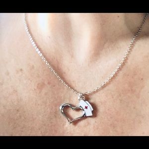 NURSE SILVER TONE CHARM PENDANT NECKLACE
